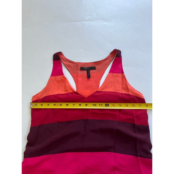 BCBG V-Neck 100% Silk Color Block Mini Dress Small Artsy Boho Romantic Beach - Picture 5 of 13